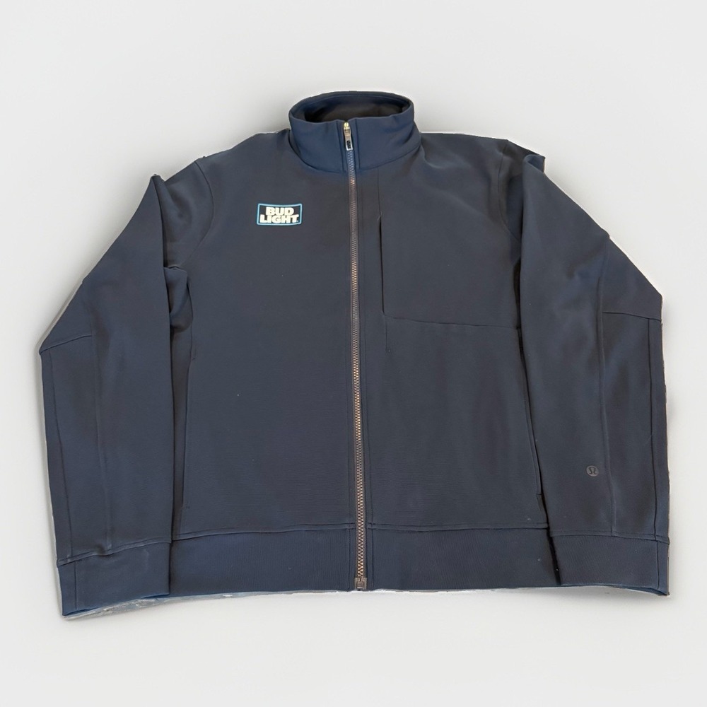 Lululemon Jacket Men L Blue Full Zip Performance Sojourn Warpstreme Bud Light